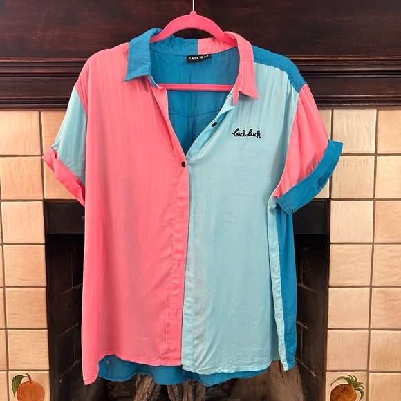 Lazy Oaf Bad Luck Embroidered Button Down Sz ML - Picture 1 of 7